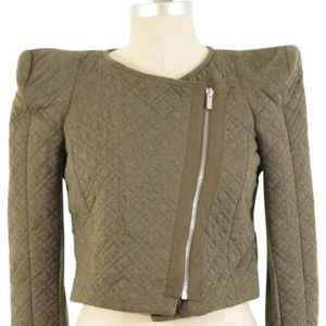 BCBG Quilted Olive Military Crop Jacket *XS*